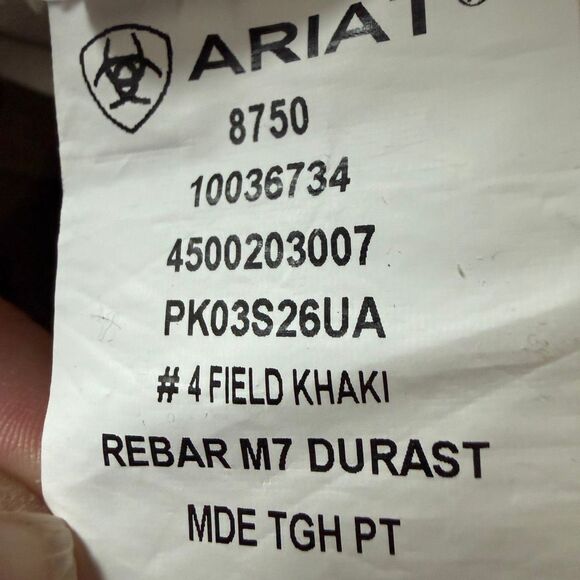 Ariat Rebar M7 Slim Straight DuraStretch Work Pants 34x32 Khaki - Picture 5 of 8